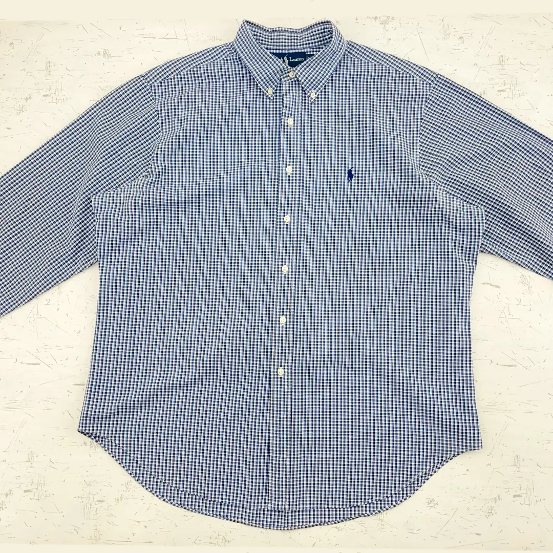 LAUREN RALPH LAUREN 長袖シャツ 青チェック柄 メンズ16 1/2