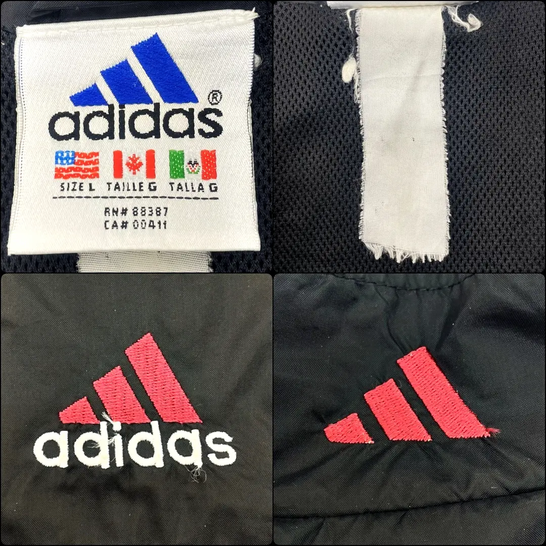 【古着】アディダス ノートルダム大学 刺繍ハーフジップナイロンジャケット 4XL 激レア90sアディダス adidas ハーフジップ刺繍ナイロン