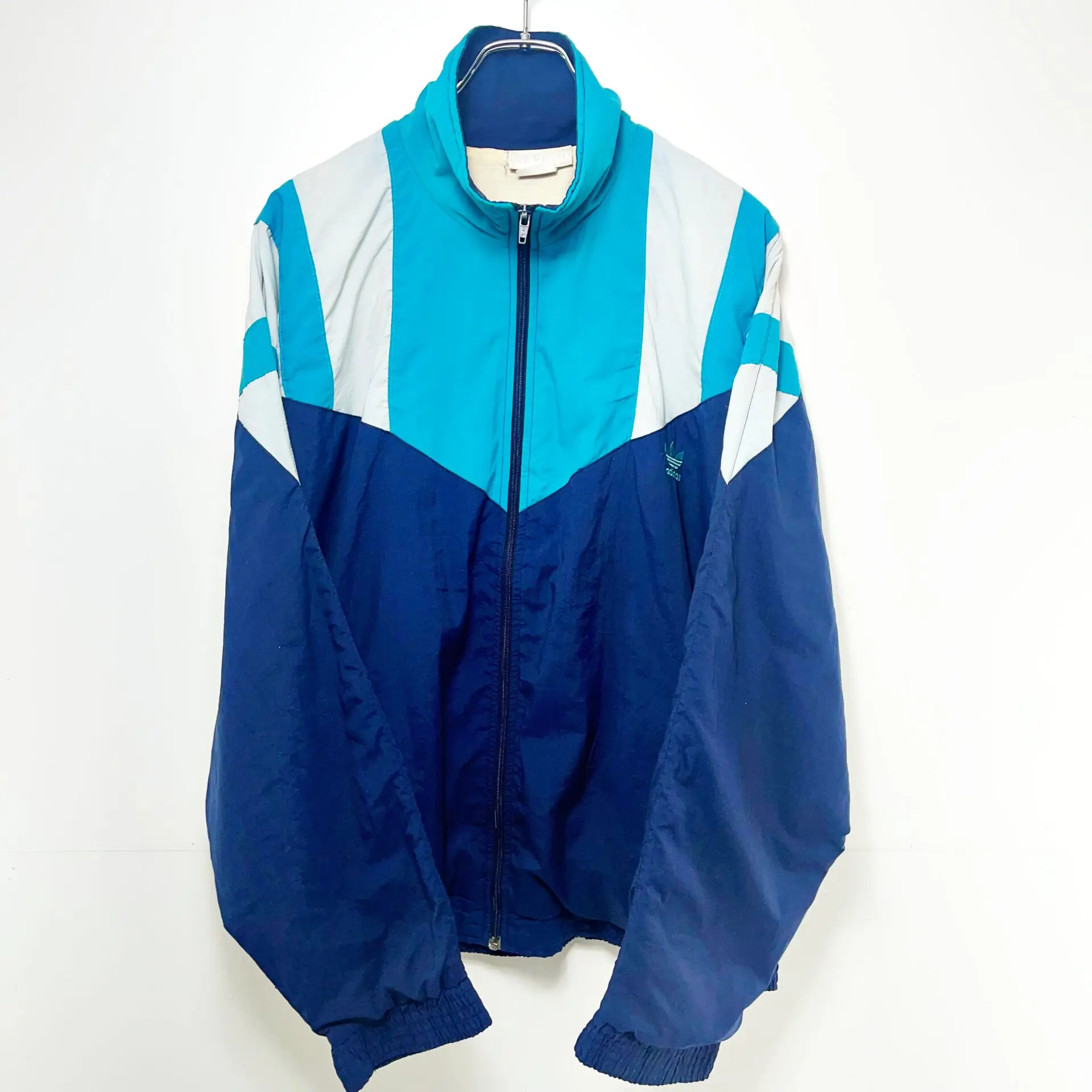 adidas ネイビー ジップアップジャケット L ◇ adidas 三つ葉 トレフォイル サイドライン ジップアップ 長袖