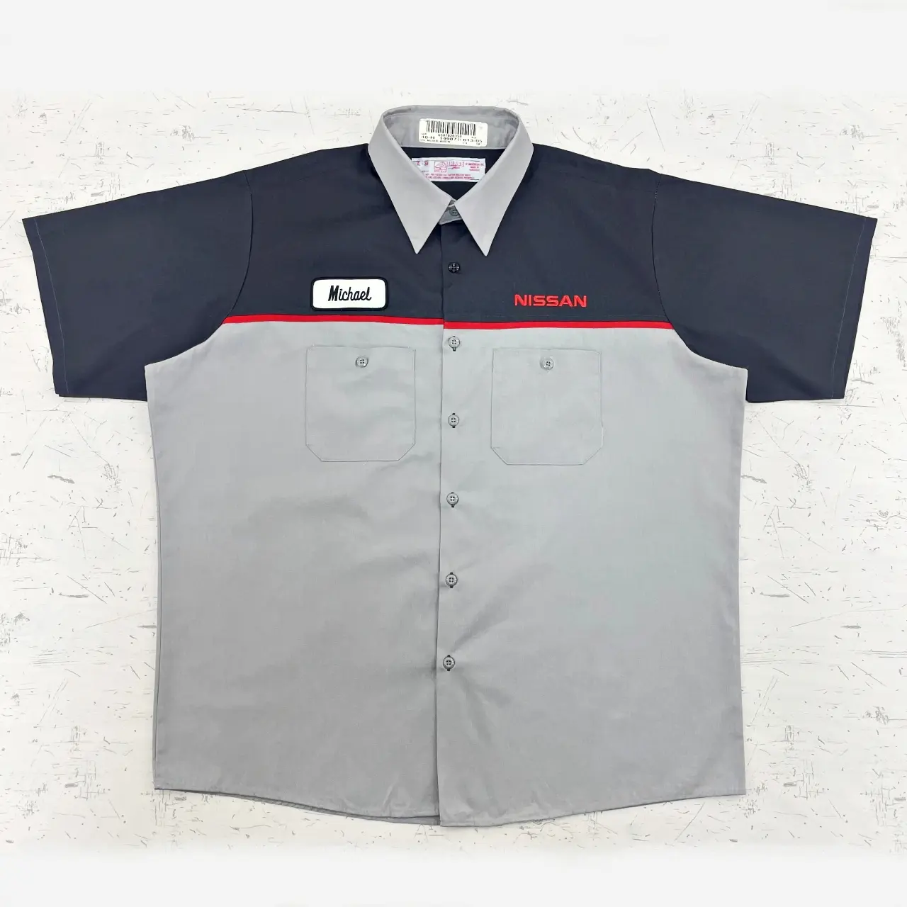 美品【REDKAP】ヴィンテージ NISSAN刺繍入りユニフォームジャケット US古着】RED KAP レッドキャップ NISSAN企業ロゴ刺繡&ネーム