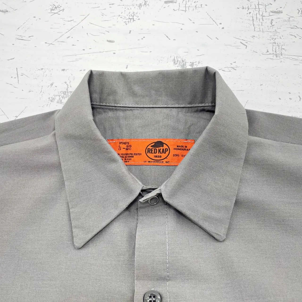 USA古着 REDKAP　半袖ワークシャツ2XL グレー　Straydog US古着】RED KAP レッドキャップ 企業ロゴ刺繡 半袖ワークシャツ