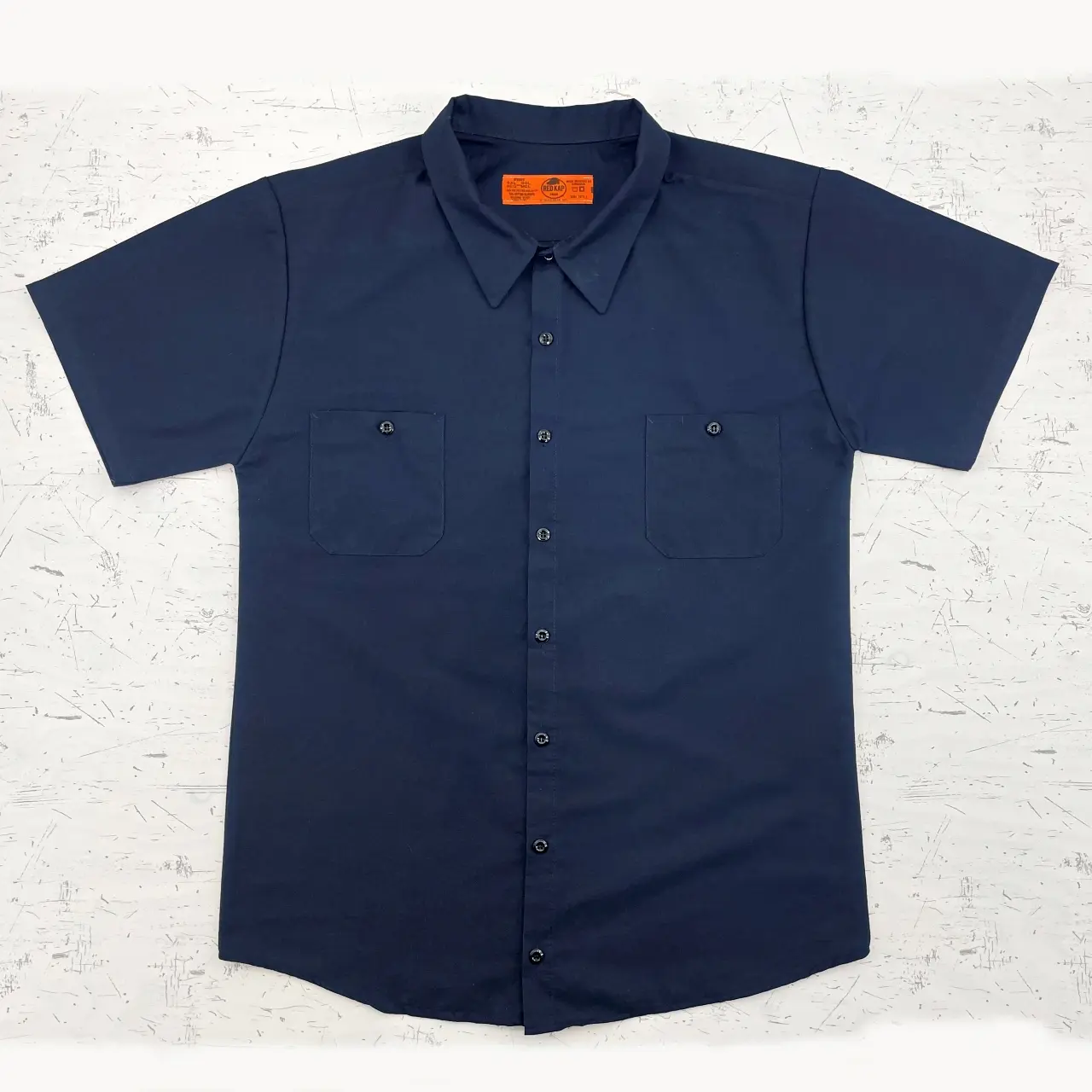 USAデザイン レッドキャップ バックプリント 2XL 古着半袖 ワークシャツ USAデザイン レッドキャップ バックプリント 2XL 古着半袖