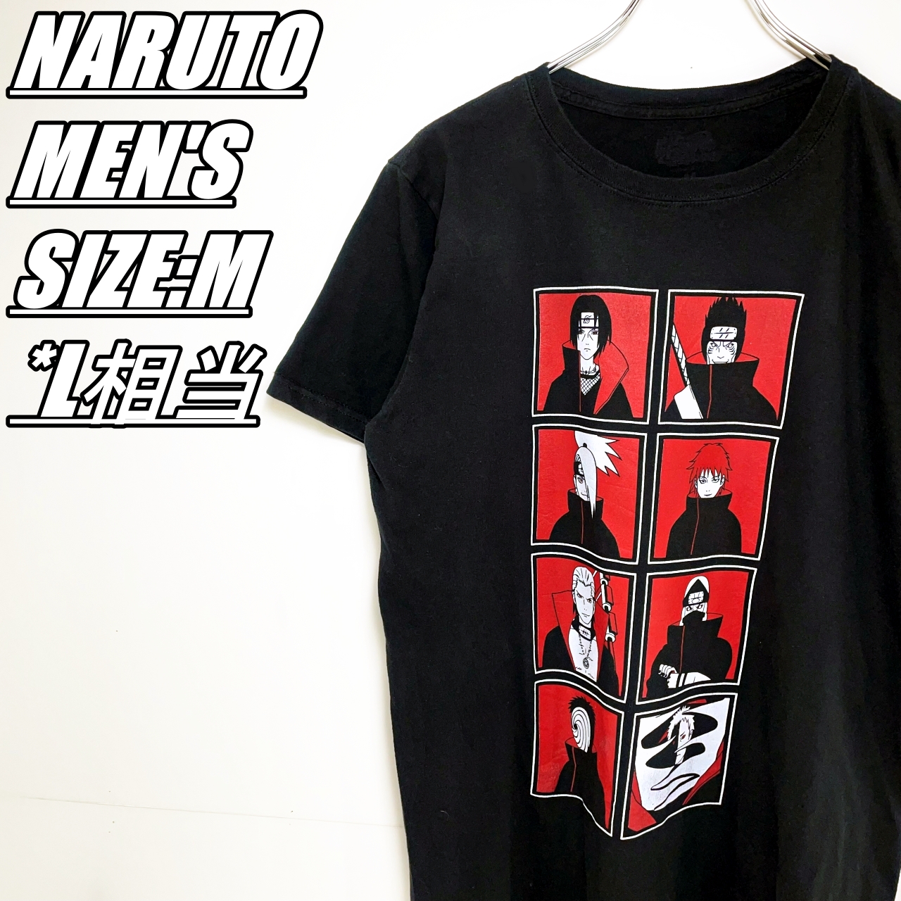 【US古着】NARUTO　ナルト　暁　プリントTシャツ　メンズ　サイズ表記M　L相当　ブラック