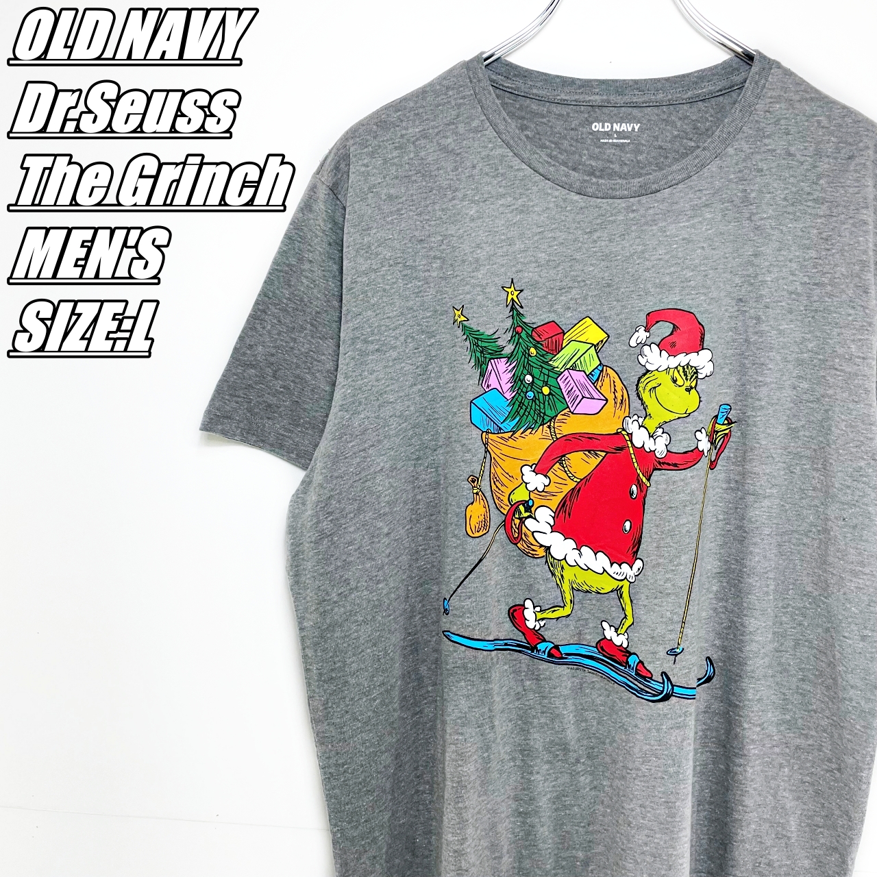 【US古着】OLD NAVY　オールドネイビー　Dr.Seuss The Grinch　グリンチ　プリントTシャツ　メンズ　サイズ表記L　グレー